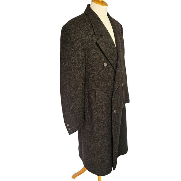 Pierre Cardin 60s 70s Heavy Double-Breast Coat Mens Sz L Brown Wool Notch Lapel - Picture 4 of 11